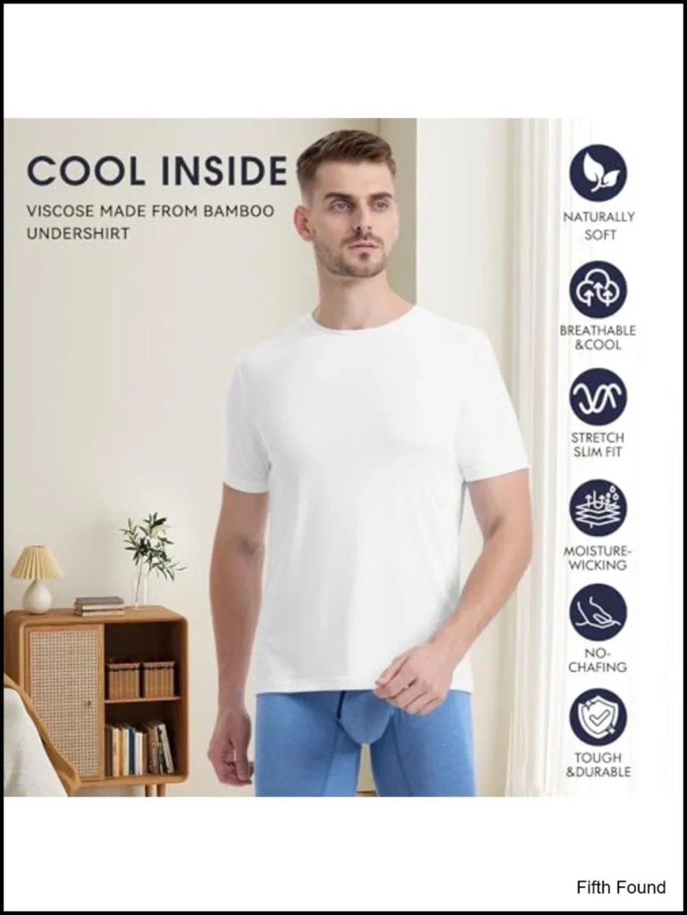 Men's Slim Fit Moisture-Wicking Undershirts 3 Pack Tag-Free Soft Stretch